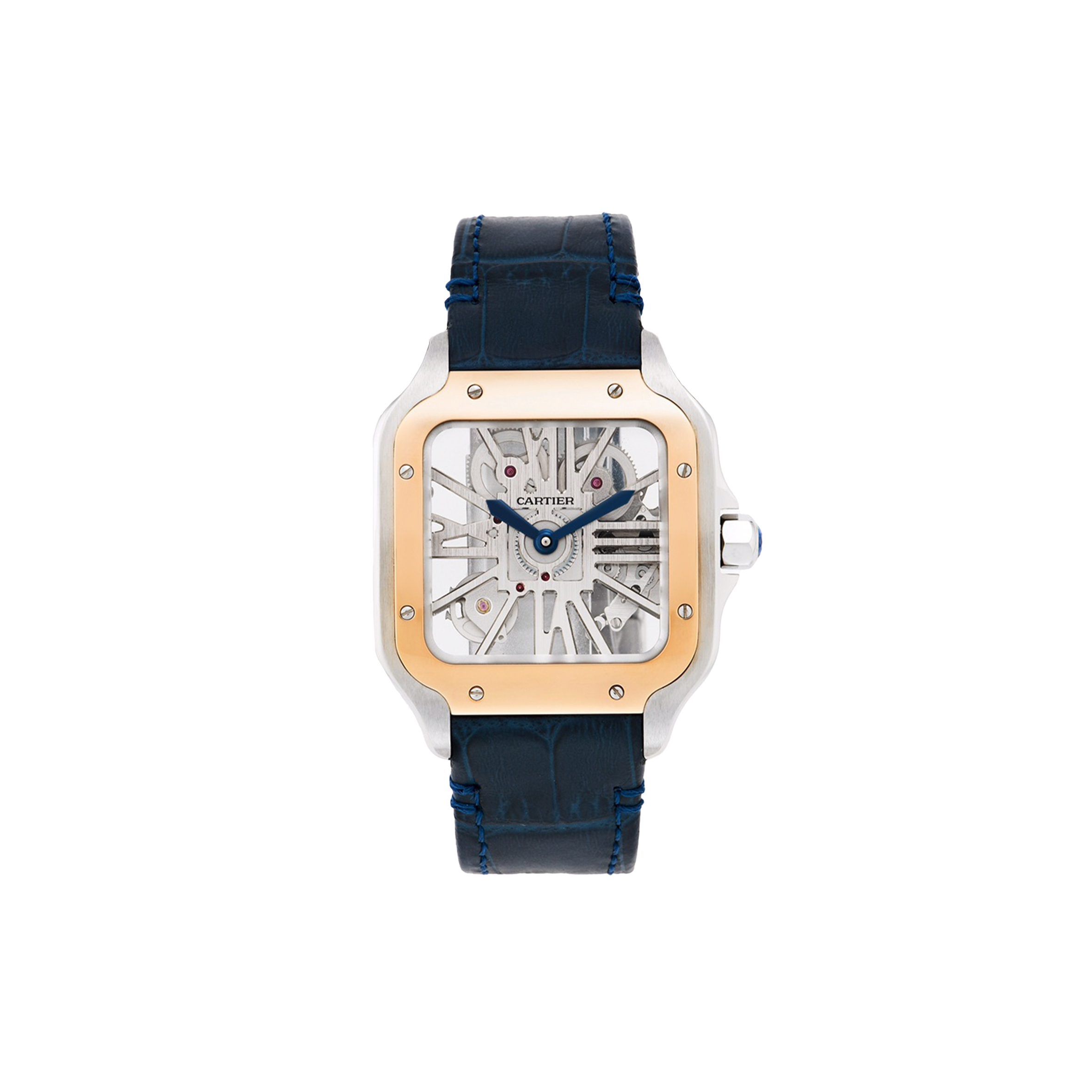 CARTIER SANTOS SKELETON WATCH WITH BLUE LEATHER STRAP 40MM  WATCH WHSA0024
